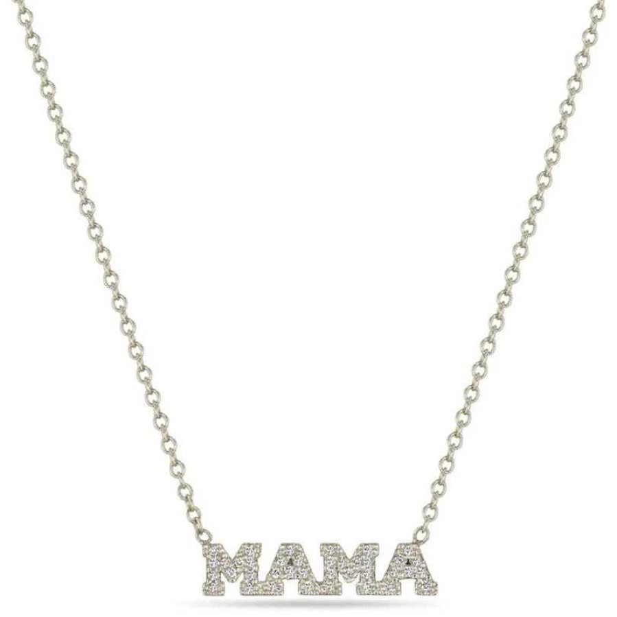 Necklaces Zoe Chicco | Itty Bitty Pave Diamond Mama Necklace