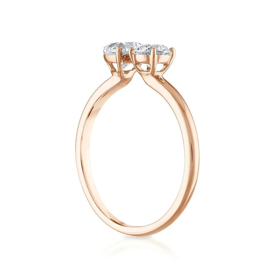 Rings SG Fine | Mini Heart-Round Two Stone Ring 14K Rose Gold