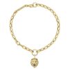 Bracelets Zoe Chicco | Medium Square Oval Link Bracelet With Dangling Lion Head 14K Yellow Gold