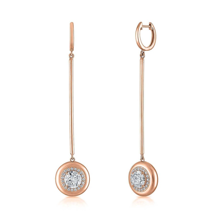 Earrings SG Fine | Diamond Button Stick Drop Earring