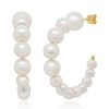 Earrings SG Fine | Pearl Hoop Earring 14K Yellow Gold