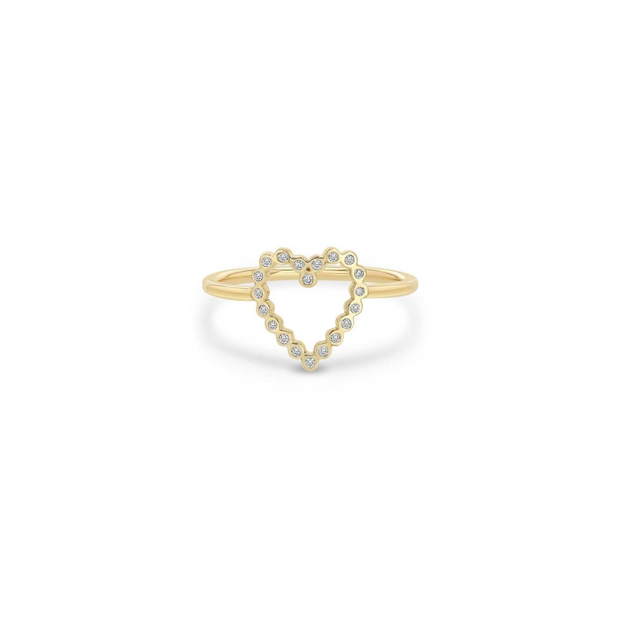 Rings Zoe Chicco | Small Bezel Set Open Heart Ring