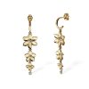 Earrings SG Fine | Beaded Flower Drop Earrings With Single Diamond 14K Yellow Gold