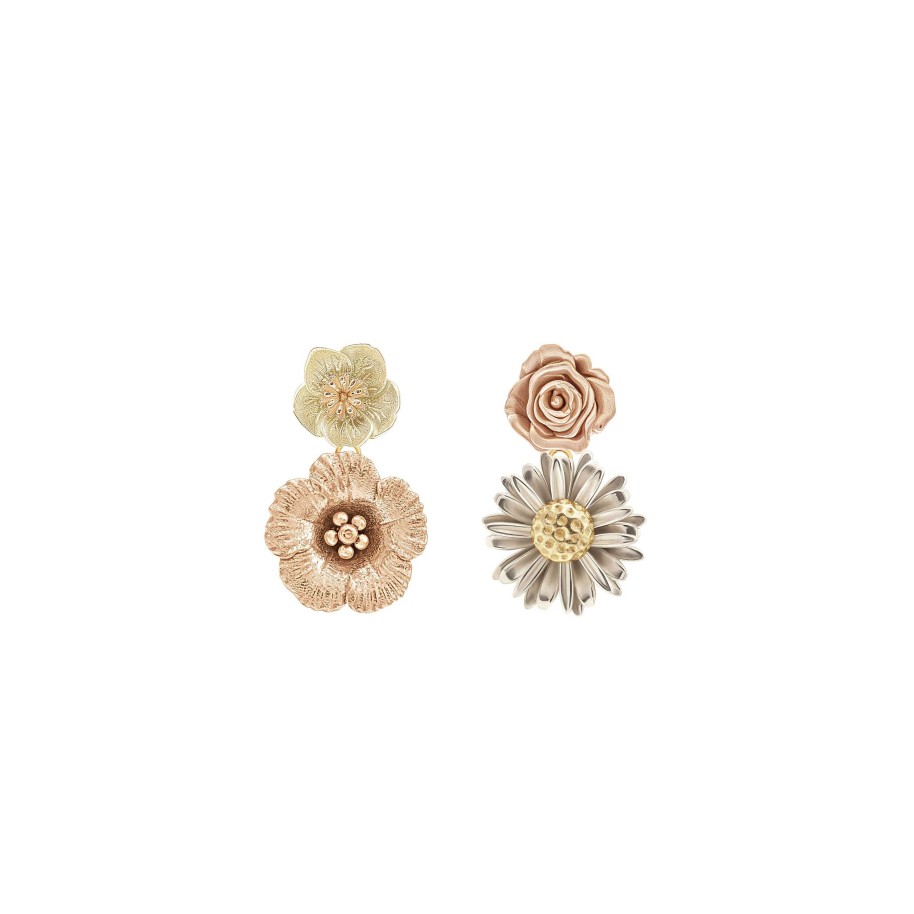 Earrings Bernard James | Flora Drop Earrings 14K White/Yellow/Rose Gold