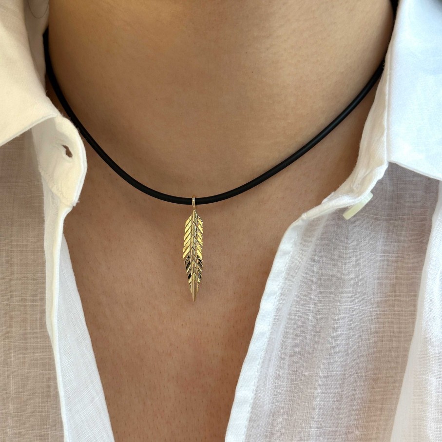 Necklaces Cadar | Feather Alternative Necklace 18K Yellow Gold