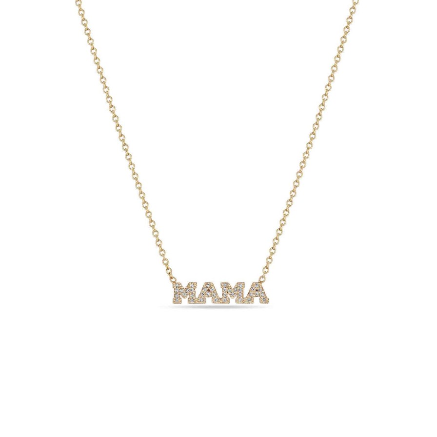 Necklaces Zoe Chicco | Itty Bitty Pave Diamond Mama Necklace