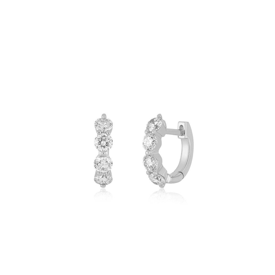 Earrings EF Collection | Jumbo Prong Set Diamond Mini Huggie