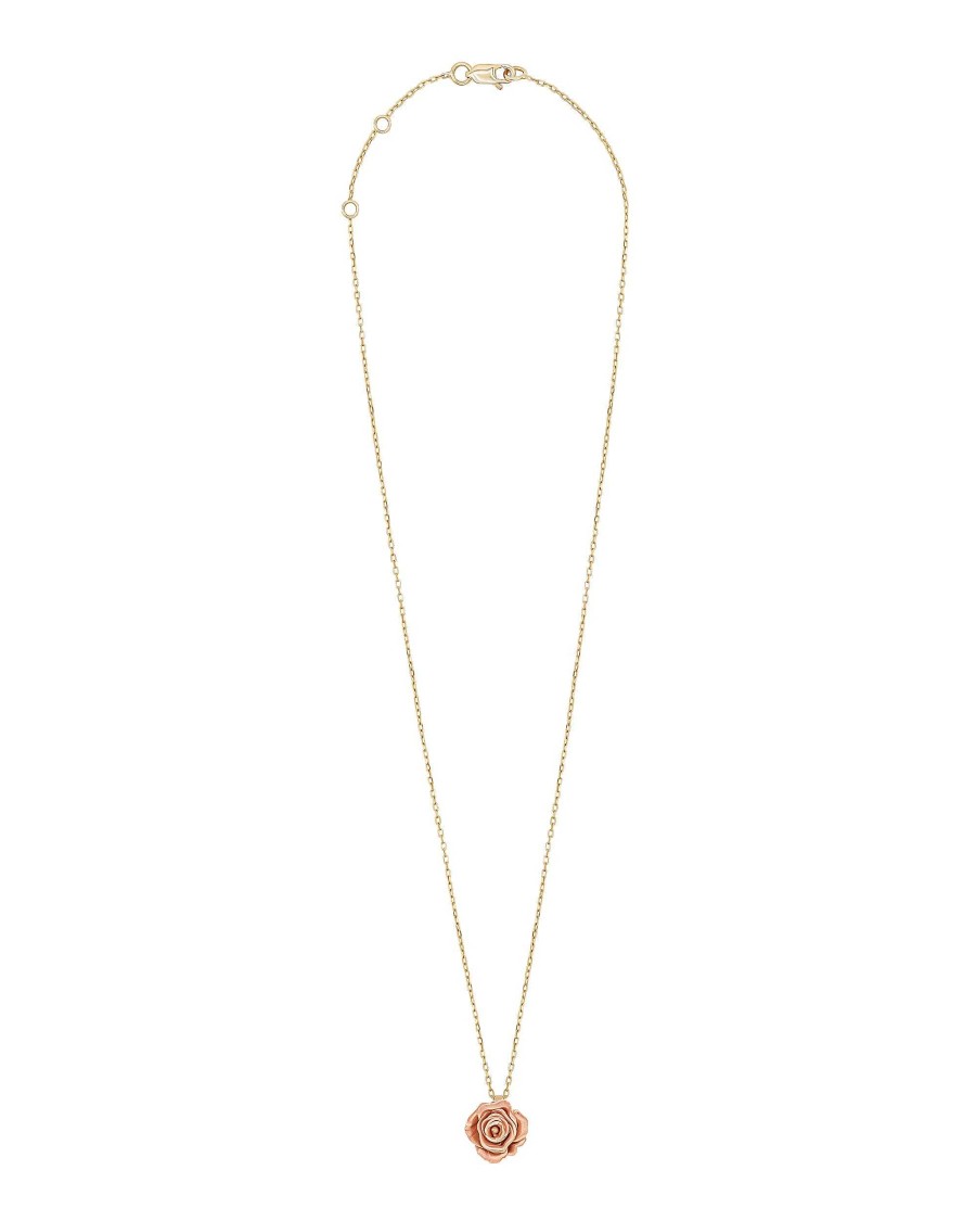 Necklaces Bernard James | Maxi Rosa Single Charm Necklace 14K Yellow/Rose Gold