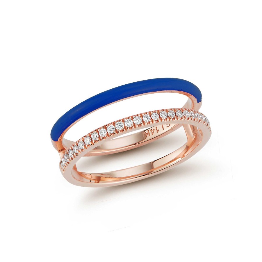 Rings SG Fine | Enamel And Diamond Double Bar Ring