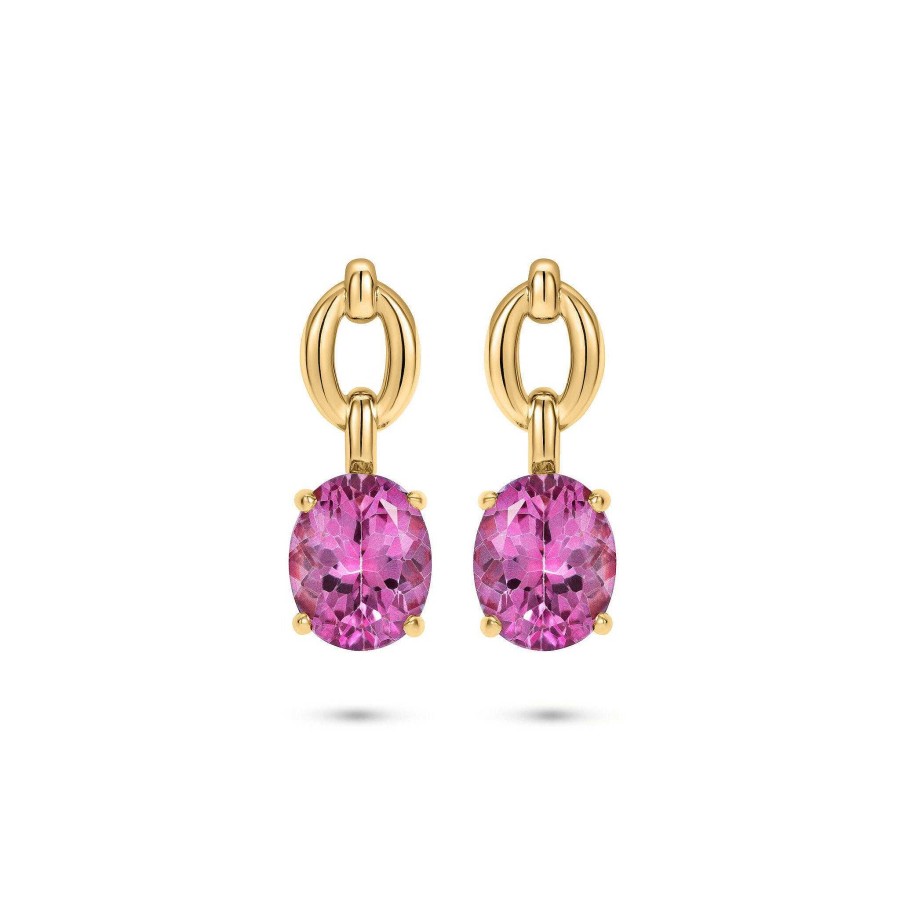 Earrings Nadine Aysoy | Catena Drop Pink Topaz Earrings