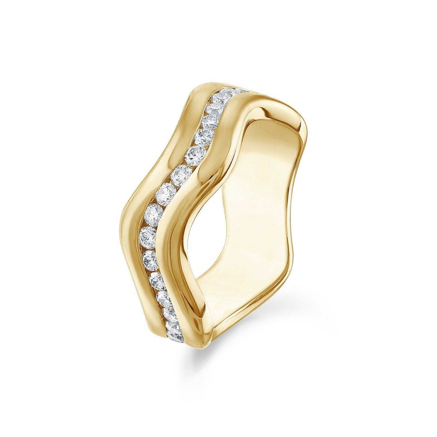 Rings SG Fine | Capri Channel Set Pave Band 14K Yellow Gold