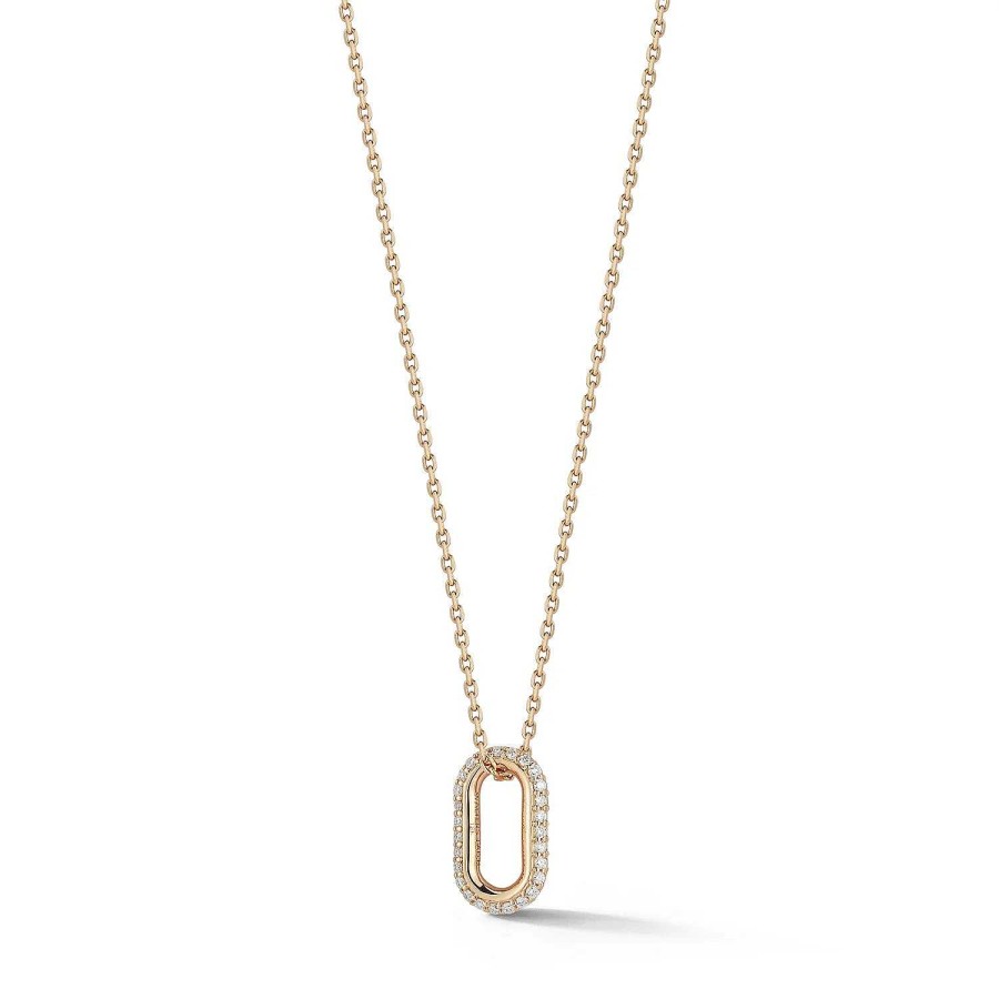 Necklaces Walters Faith | Saxon Diamond Mini Single Link Necklace 18K Rose Gold