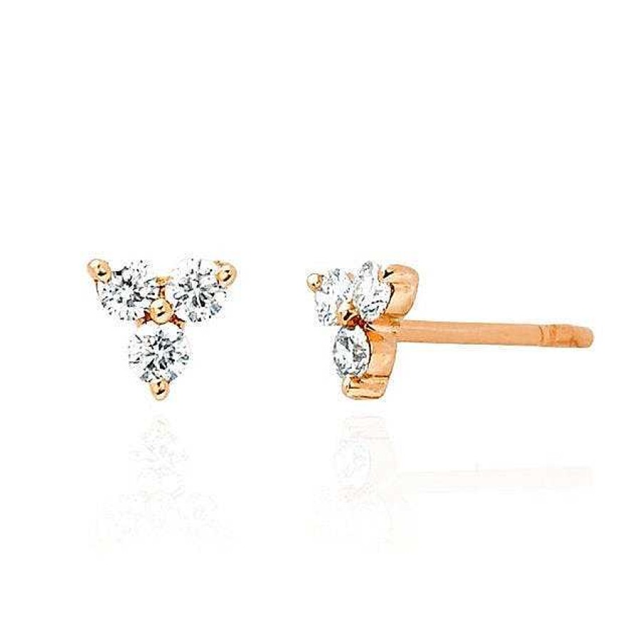 Earrings EF Collection | Diamond Trio Stud Earring