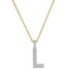 Necklaces Eriness | Diamond Puffy Initial Necklace 14K Yellow Gold