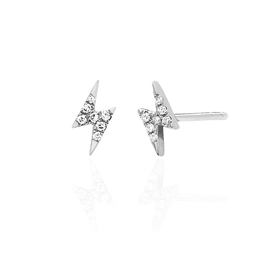 Earrings EF Collection | Diamond Mini Lightning Bolt Stud Earring