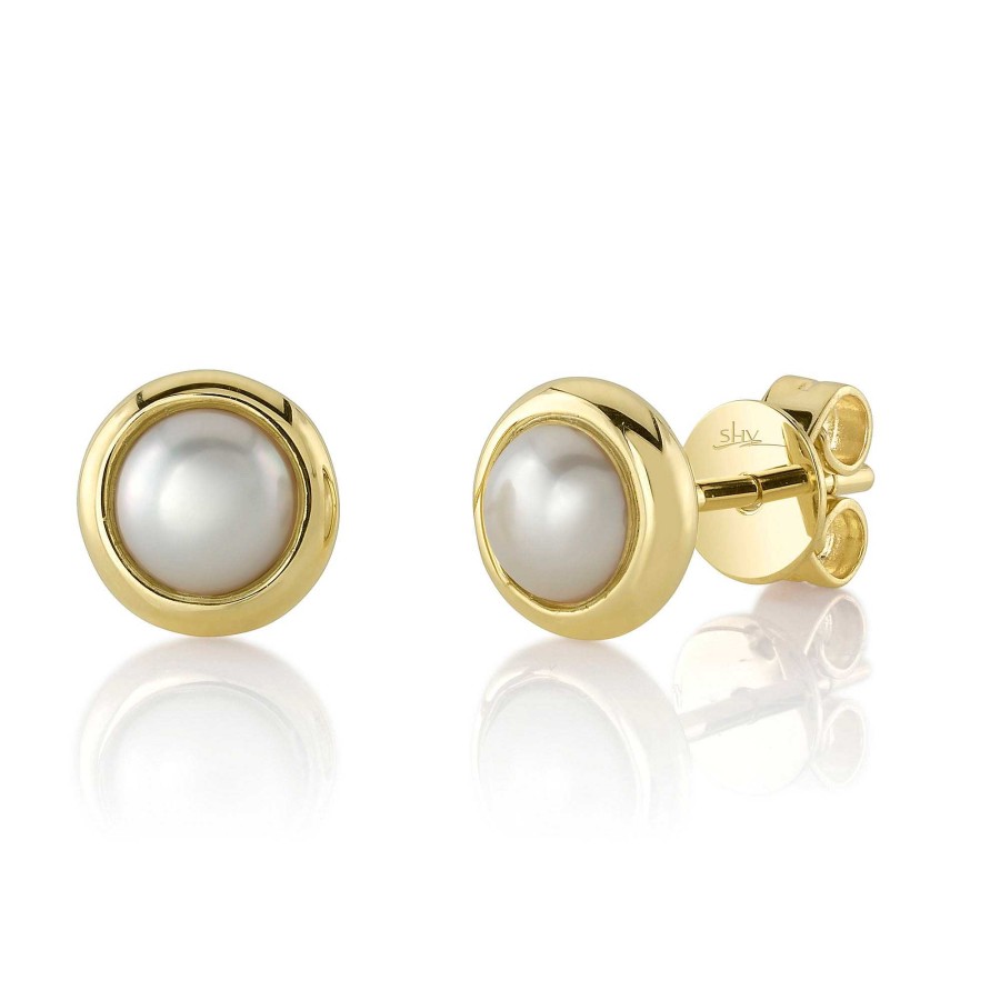 Earrings SG Fine | Bezel Set Pearl Studs