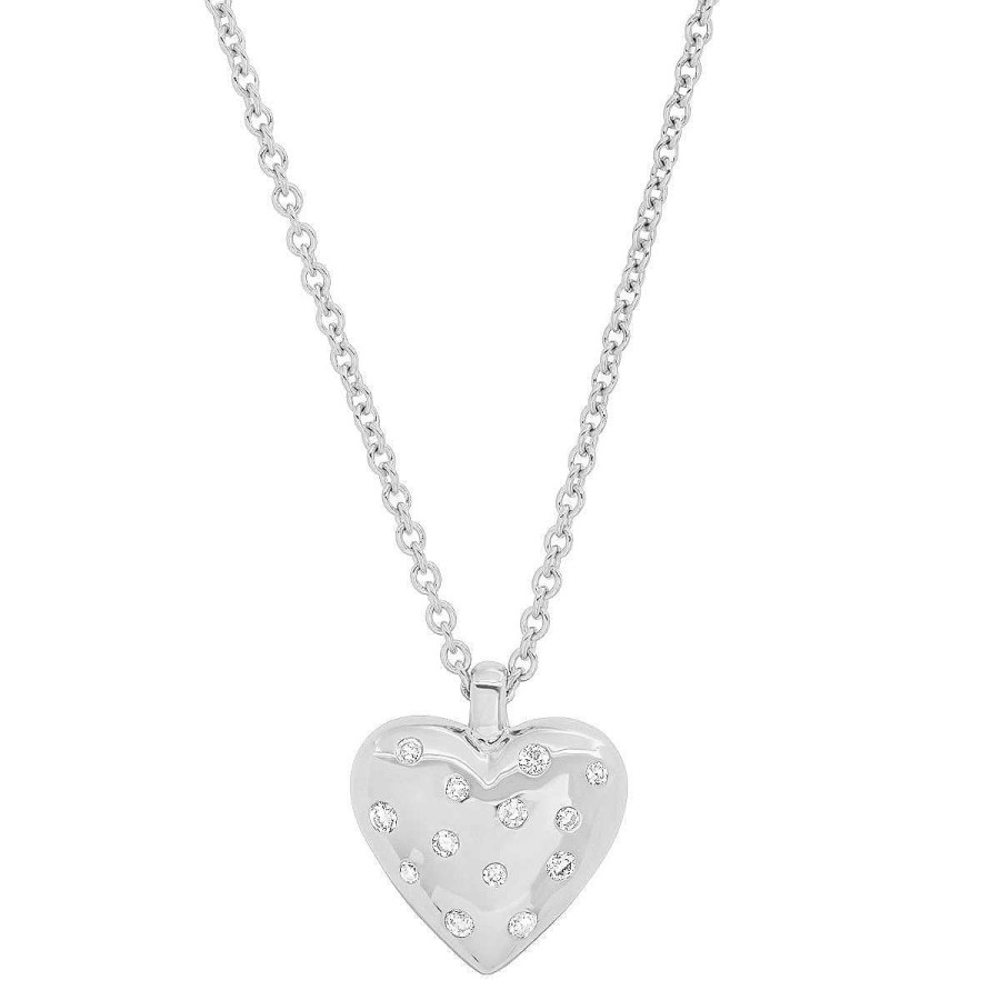 Necklaces Eriness | Small Reversible Diamond And Gold Puffy Heart Necklace