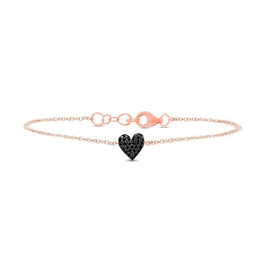 Bracelets SG Fine | Black Diamond Mini Pave Heart Bracelet