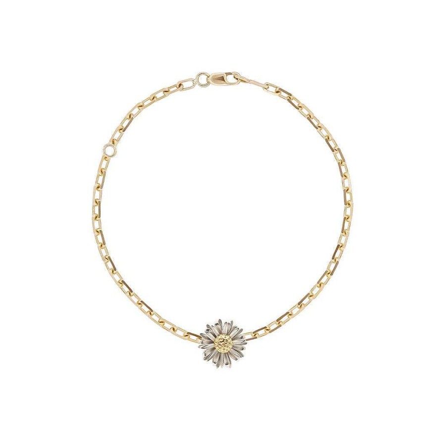 Bracelets Bernard James | Maxi Daisy Single Charm Bracelet 14K Yellow/White Gold