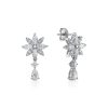 Earrings SG Fine | Mixed Flower Diamond Shape Earring 14K White Gold