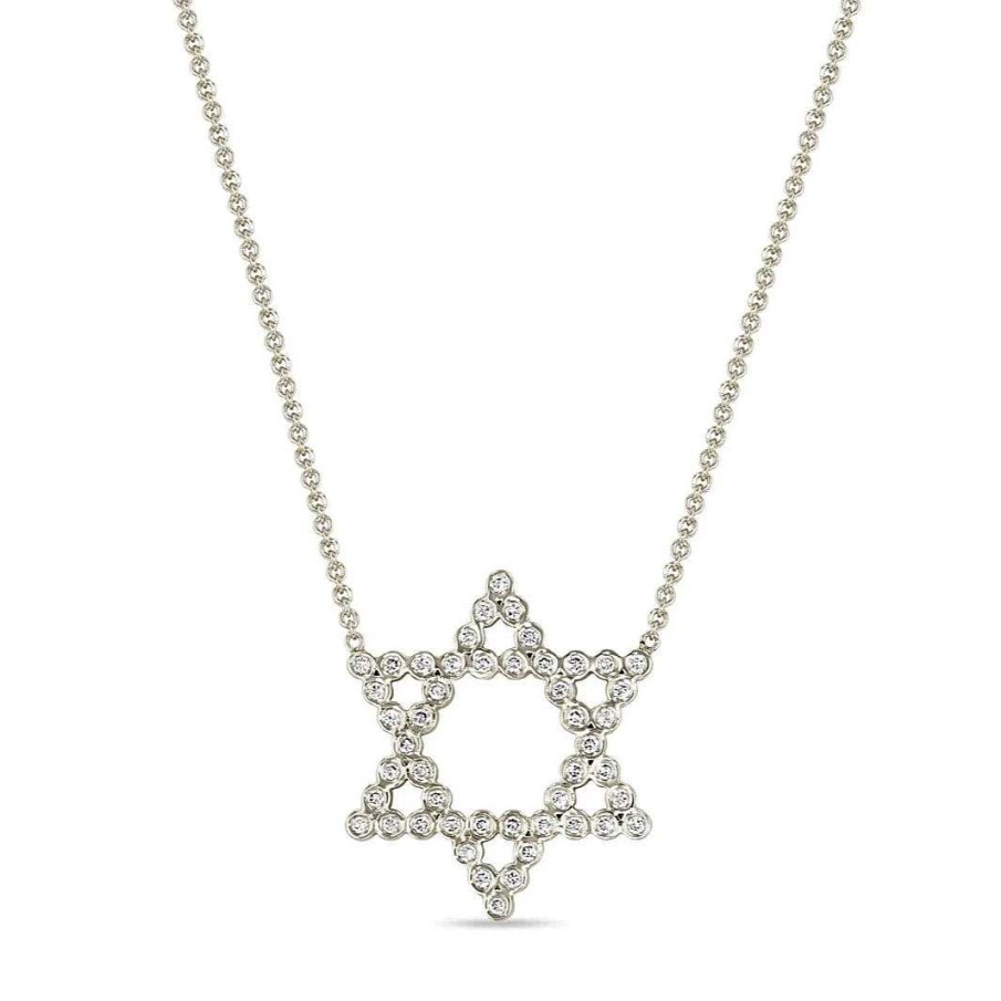 Necklaces Zoe Chicco | Diamond Bezel Star Of David Necklace