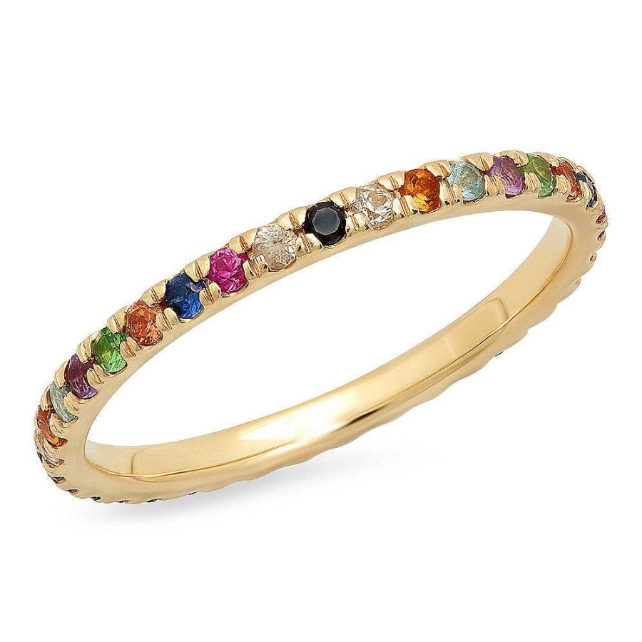 Rings Eriness Jewelry | Multicolored Gemstone Eternity Band 14K Yellow Gold