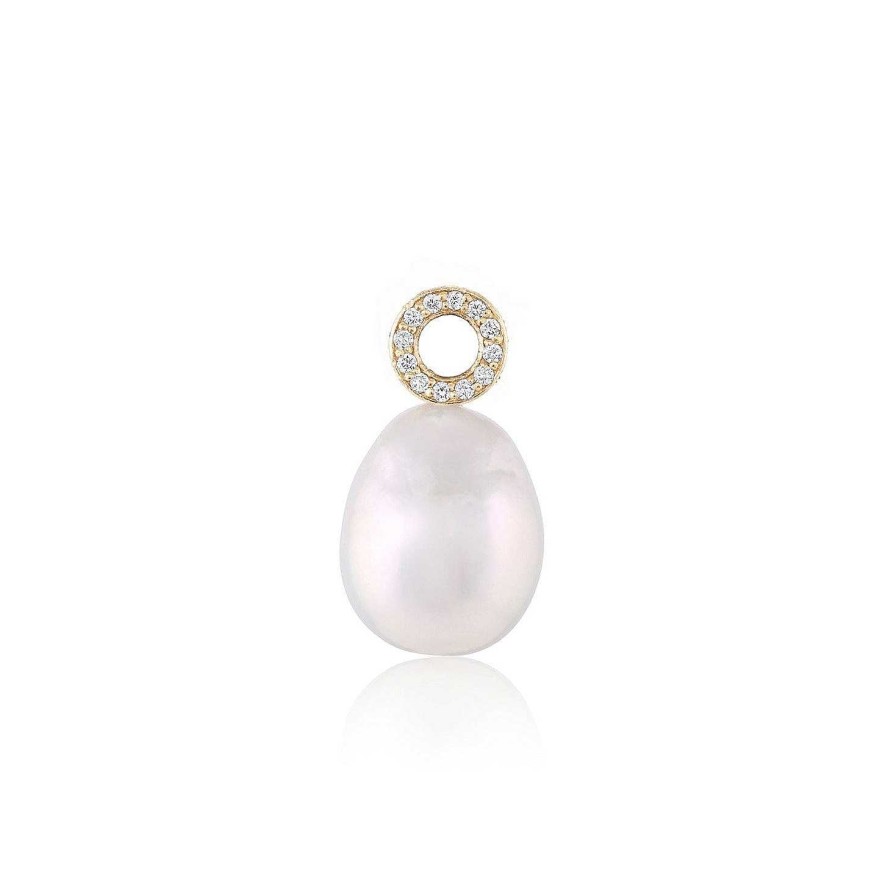 Earrings Imperfect Grace | Small Harlow Pearl Earring Charm 14K Yellow Gold