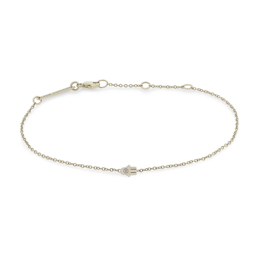 Bracelets Zoe Chicco | Itty Bitty Hamsa Bracelet With Single Diamond