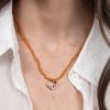 Necklaces Gemella Jewels | Mandarin Orange Beaded Sweetheart Necklace 18K Yellow Gold