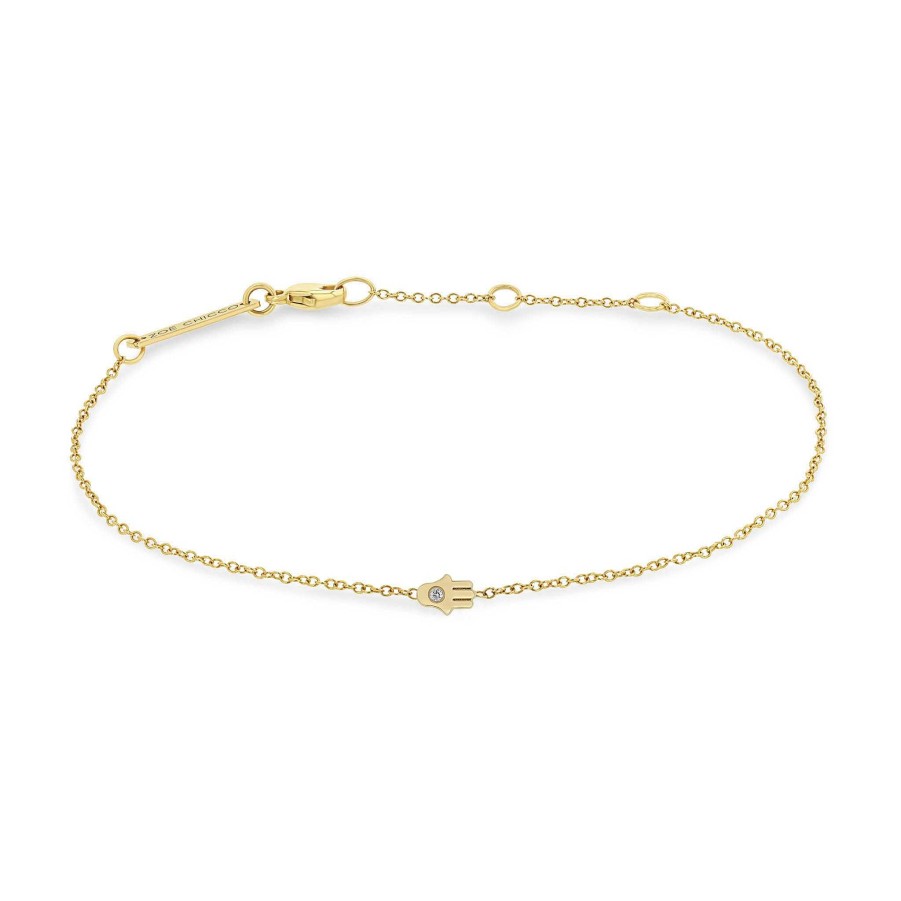 Bracelets Zoe Chicco | Itty Bitty Hamsa Bracelet With Single Diamond