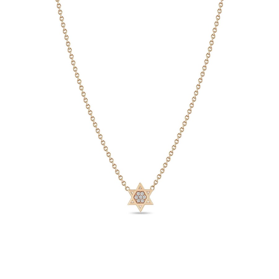 Necklaces Zoe Chicco | Pave Star Of David Necklace