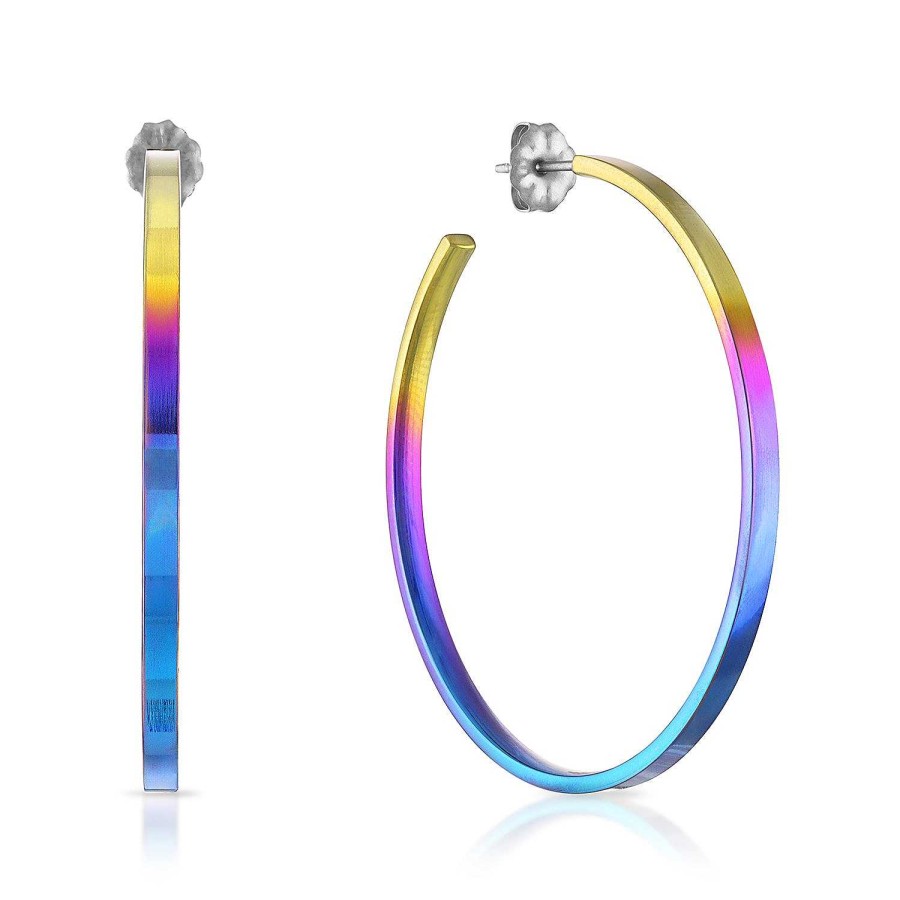 Earrings SG Fine | The Rainbow Thin Electric Hoops® Titanium