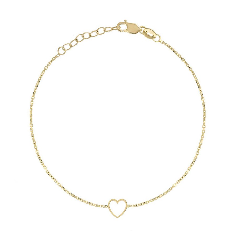 Bracelets Kelly Bello | Mini Enamel Heart Bracelet 14K Yellow Gold