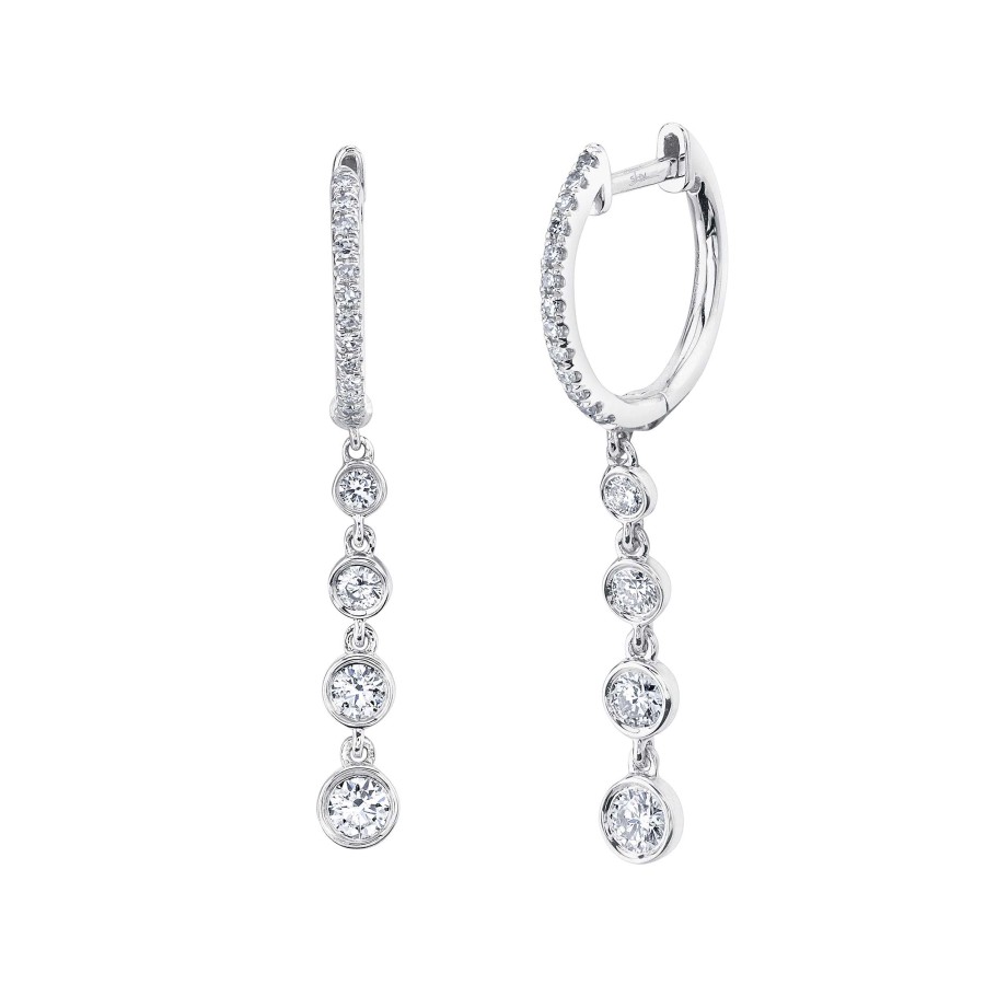 Earrings SG Fine | Pave Huggie With Graduated Bezel Drop