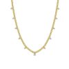 Necklaces Zoe Chicco | Small Curb Chain Necklace With 11 Graduating Prong Set Diamonds 14K Yellow Gold