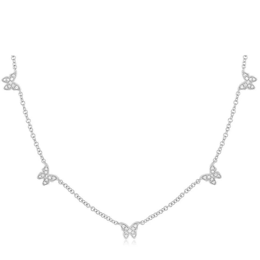 Necklaces EF Collection | 5 Baby Diamond Butterfly Necklace