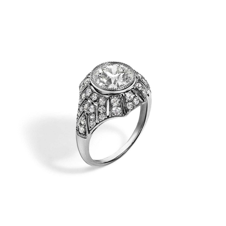 Rings SG Fine | Antique Old European Cut Diamond Ring Platinum