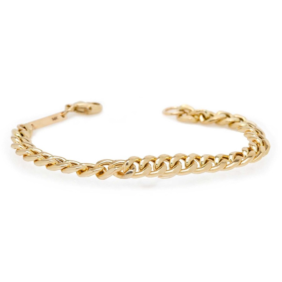 Bracelets Zoe Chicco | Large Curb Chain Bracelet 14K Yellow Gold