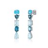 Earrings SG Fine | Blue Topaz Drop Earrings 14K White Gold