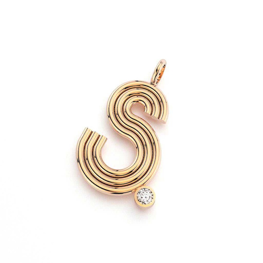 Necklaces Alexa Sidaris | Xl Initial Charm With Diamond