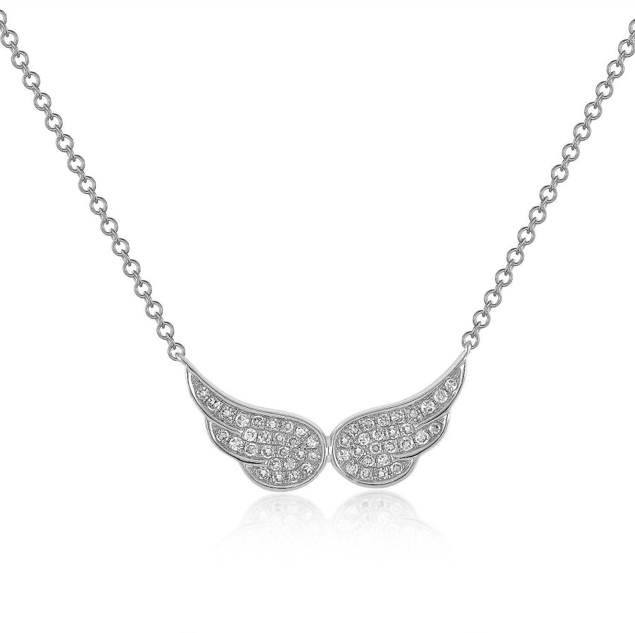 Necklaces EF Collection | Diamond Double Angel Wing Necklace