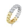 Rings SG Fine | Two Tone Oval Cut Eternity Band 18K White/Yellow Gold