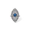 Rings SG Fine | Antique Edwardian Navette Outline Round Sapphire Ring 18K White Gold