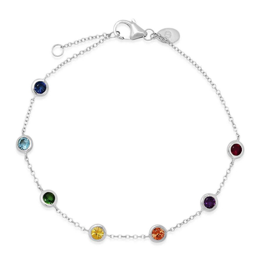 Bracelets Eriness Jewelry | Rainbow Gemstone Bezel Station Bracelet