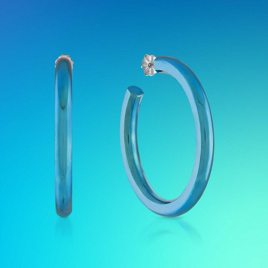 Earrings SG Fine | The Light Blue Tube Electric Hoops® Titanium