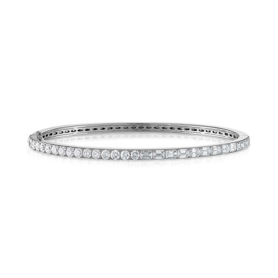 Bracelets SG Fine | The Undecided® Petite Diamond Bangle 14K White Gold