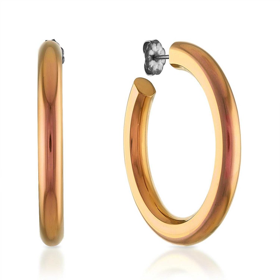 Earrings SG Fine | The Caramel Tube Electric Hoops® Titanium