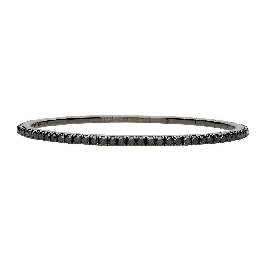 Bracelets Roberto Demeglio | Men'S Extensible Tennis Bracelet 18K Black Rhodium