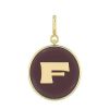 Necklaces SG Fine | The Chocolate Enamel Letter Disc Charms 14K Yellow Gold