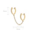 Earrings EF Collection | Diamond Double Huggie Chain Earring